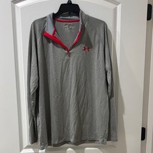 Under Armour Men’s Heather Gray and Red Pullover